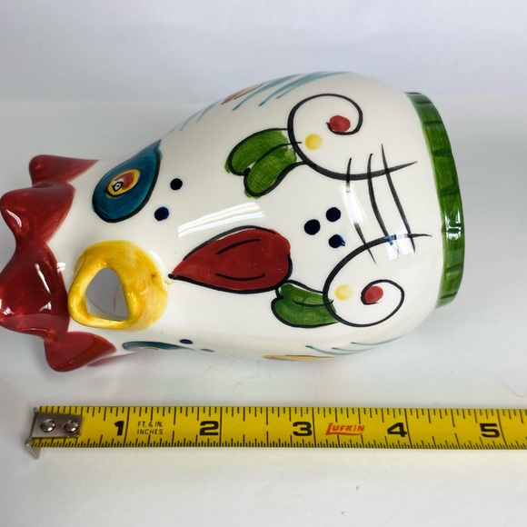 Vintage Clay Art Mosaic Rooster Cream Pitcher And Sugar Bowl Hand painted  Fun - Picture 6 of 10